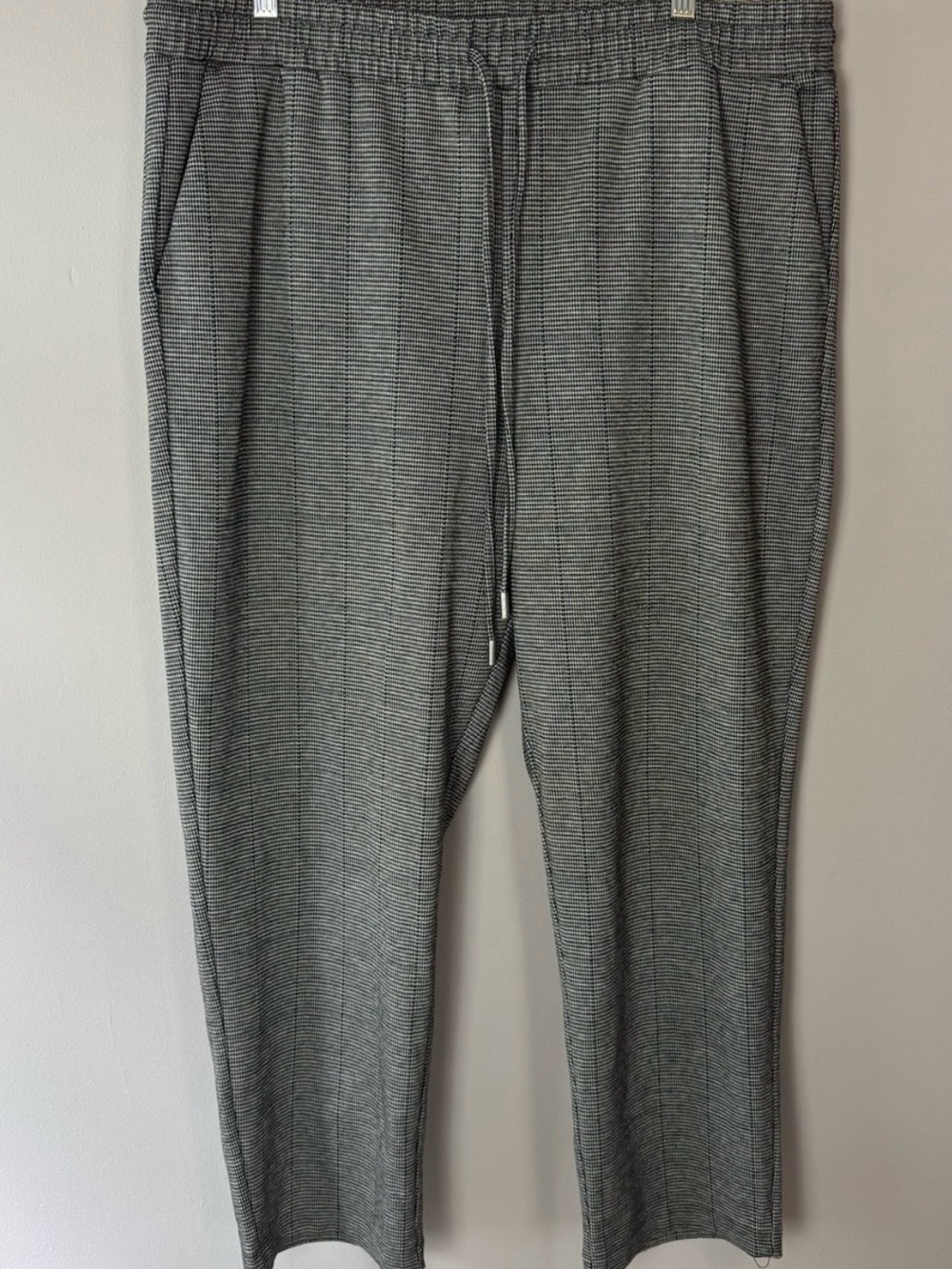 LOFT Charcoal Grey with Teal Accent Drawstring Plaid Dress Pants — Ankle Length